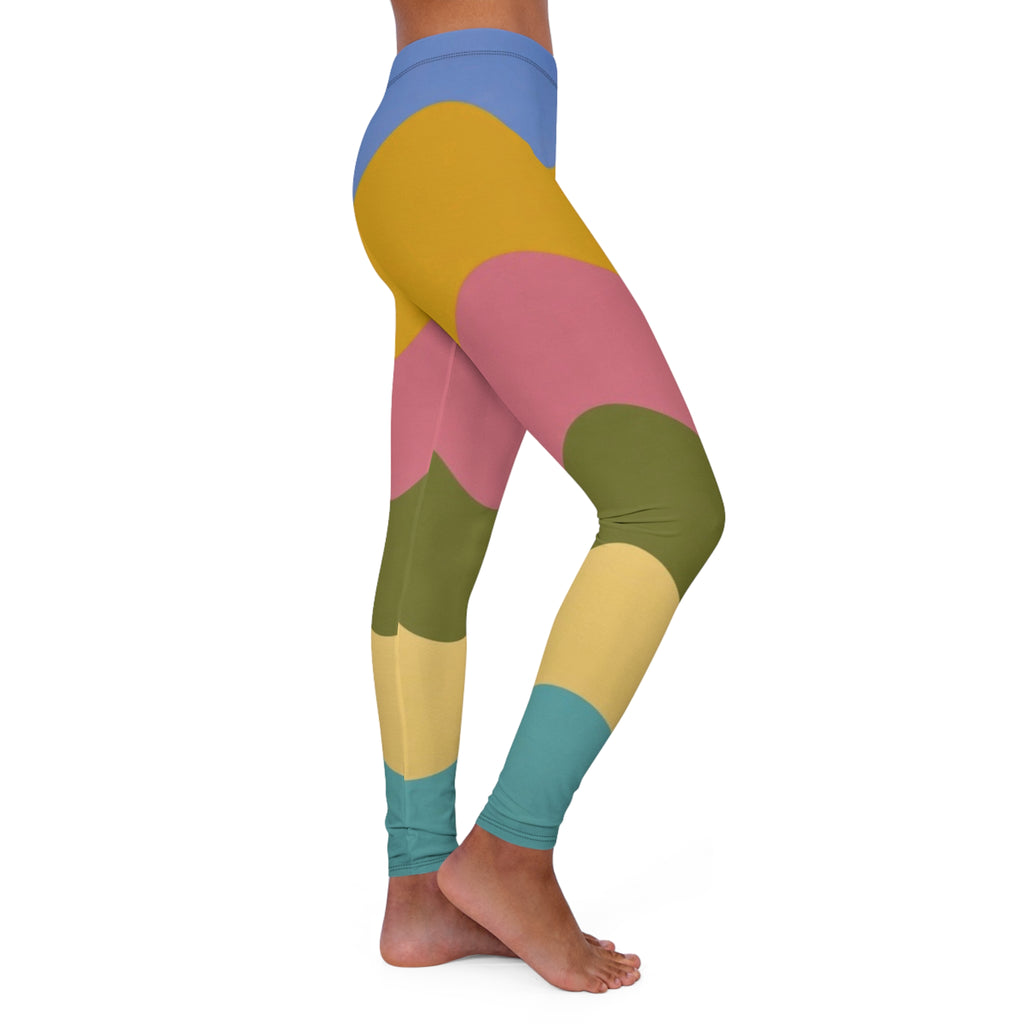 Color-block Scallop Leggings —  Modern Pastel Yoga & Casual Wear