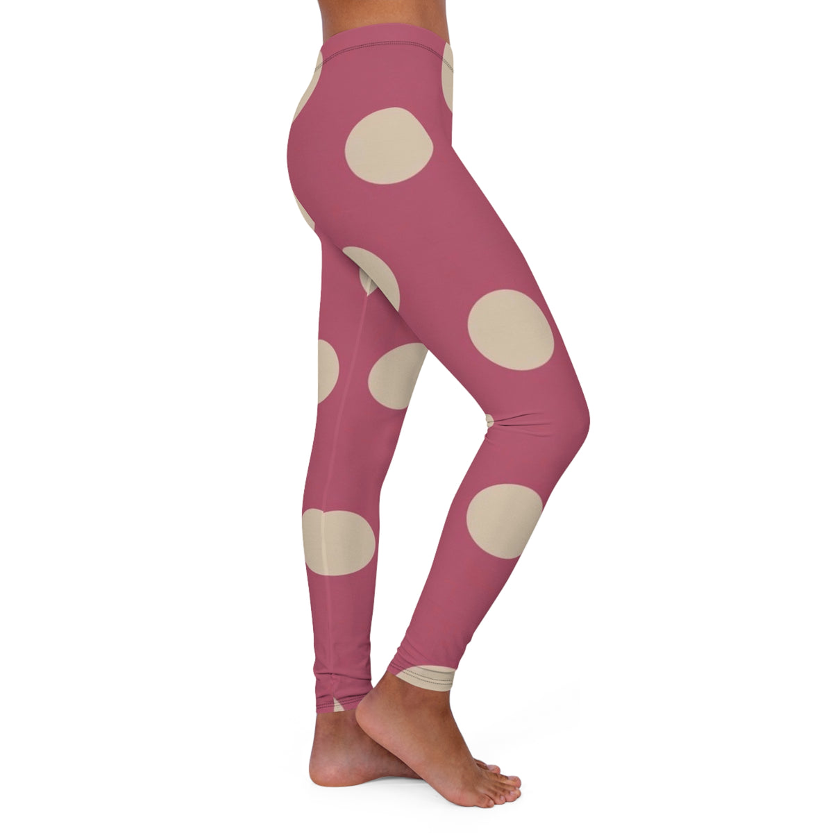 Pink Polka Dot Leggings — Retro Yoga Leggings