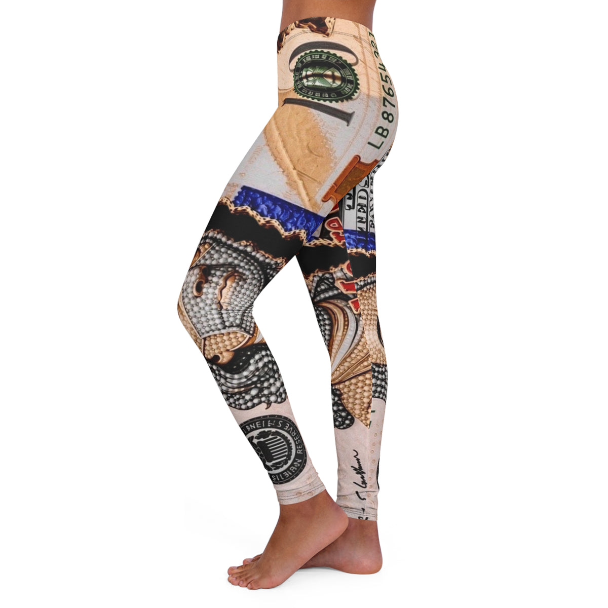 Currency Print Leggings — Women's All-Over Print Fashion Leggings