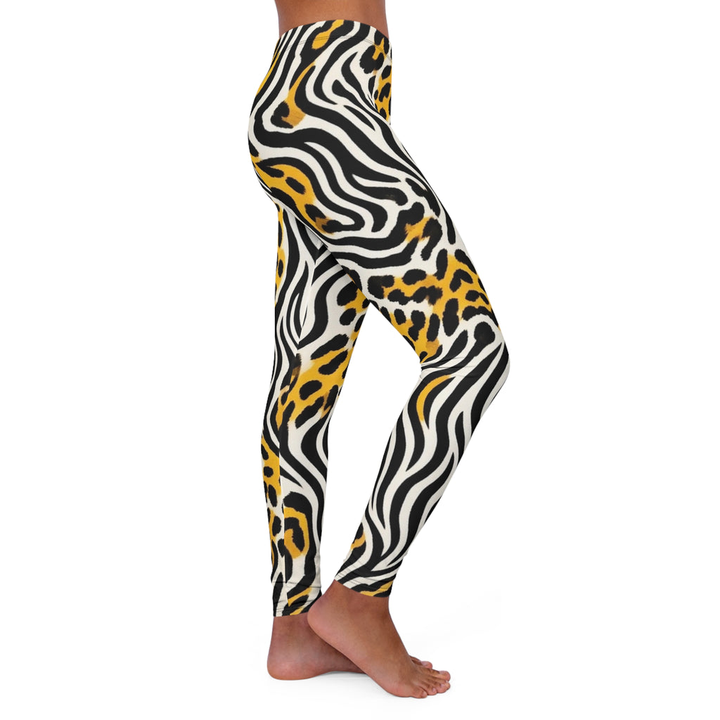 Leopard Zebra Print Leggings — Bold Yellow Animal Print Activewear