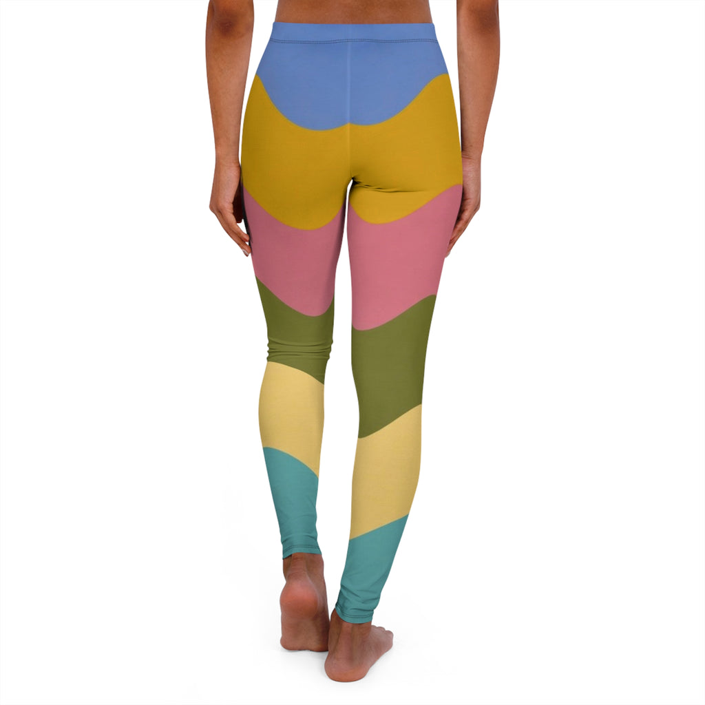 Color-block Scallop Leggings —  Modern Pastel Yoga & Casual Wear