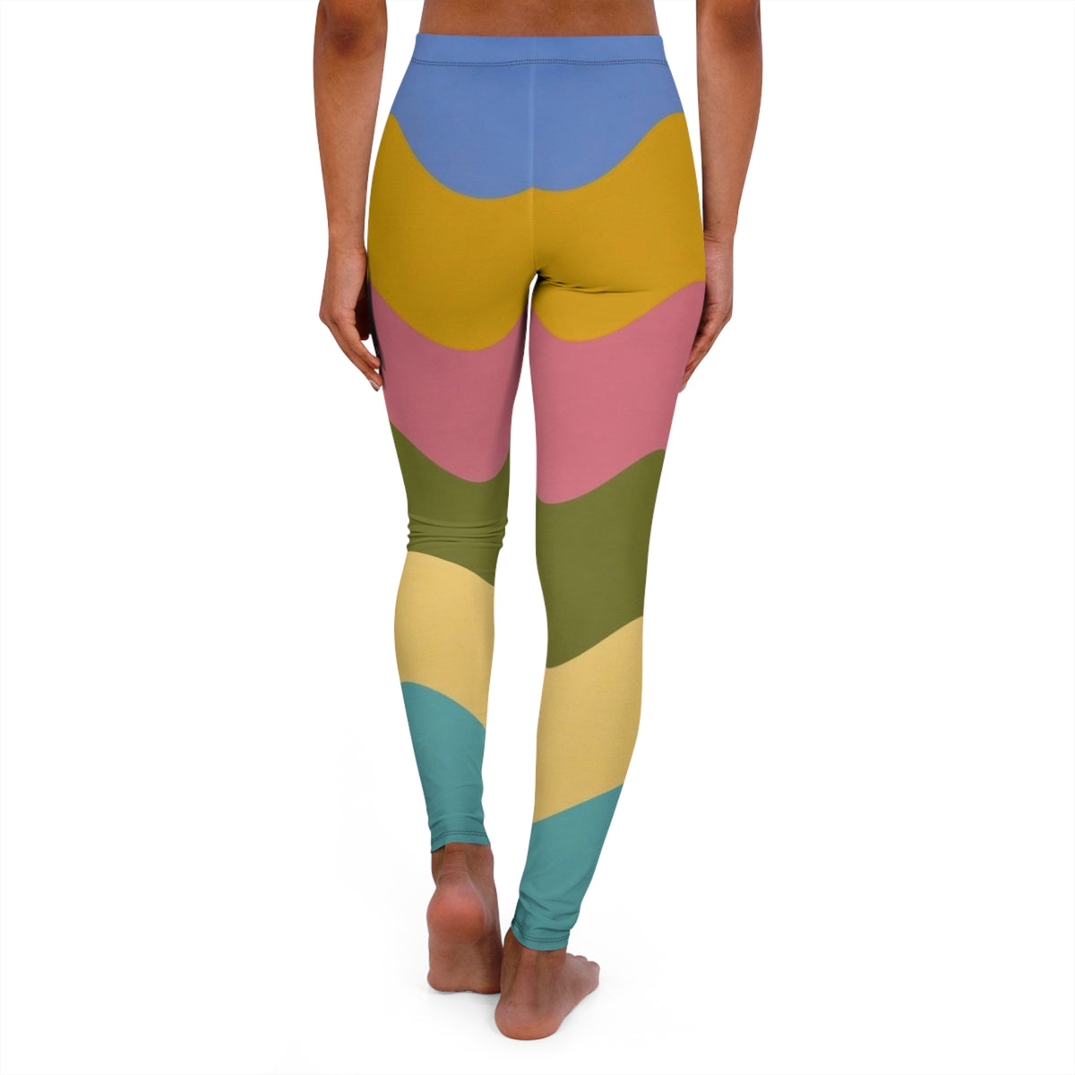 Color-block Scallop Leggings —  Modern Pastel Yoga & Casual Wear