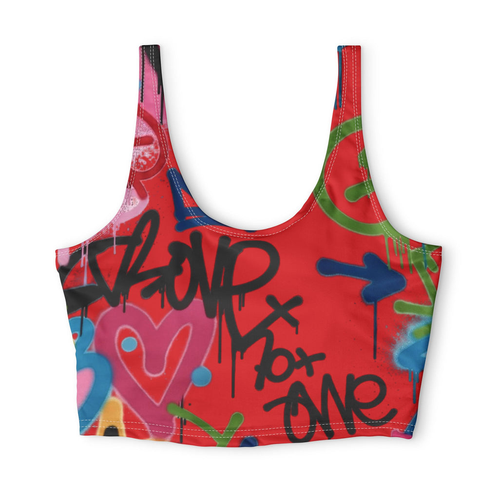 Graffiti Heart Sports Bra — Red Street Art Athletic Crop Top