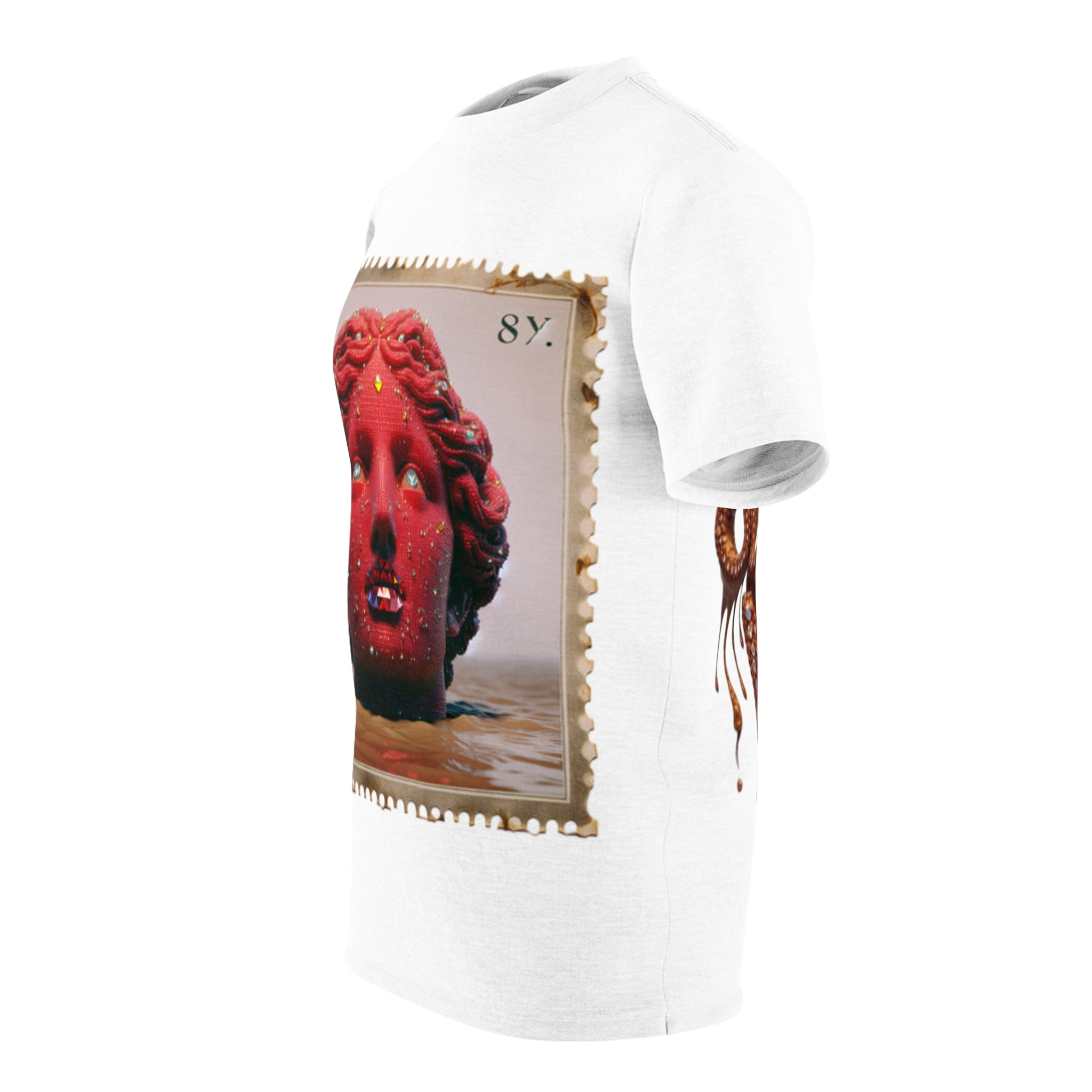 Got It Out The Mud Tee — Red Marble Statue Surreal Portrait T-Shirt