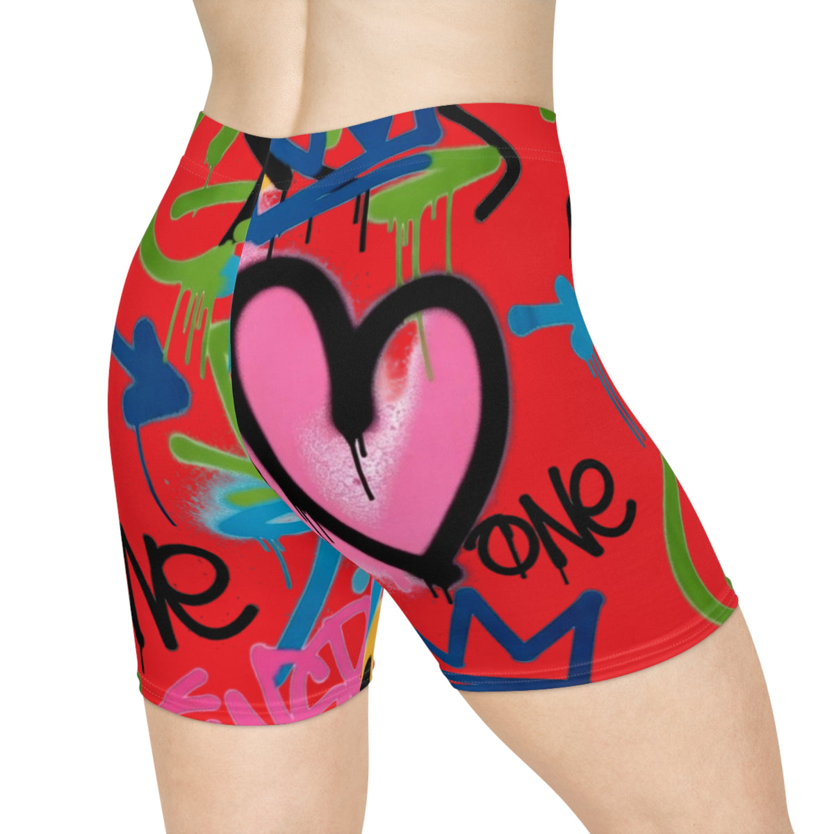 Graffiti Heart Biker Shorts —  Street Art Cycling Shorts
