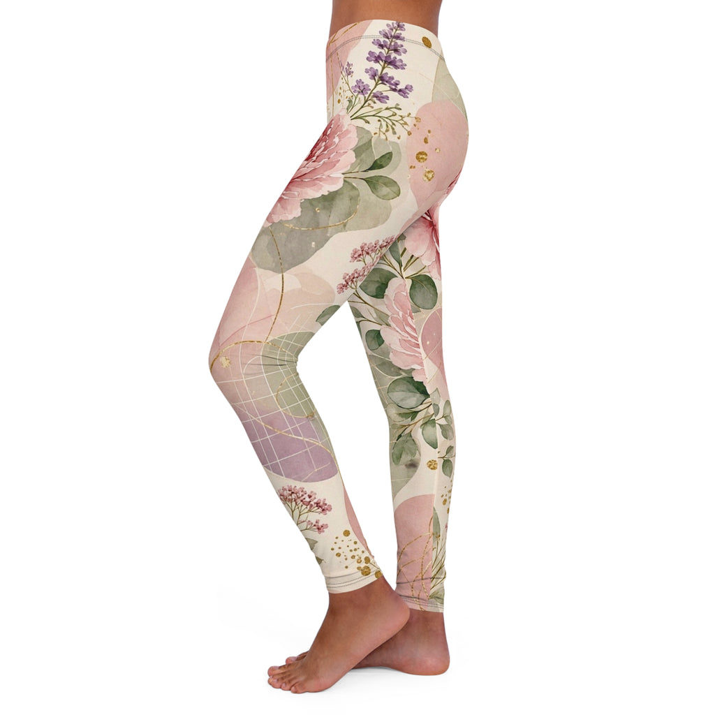 Floral Watercolor Leggings — Pink Peony All-Over Print