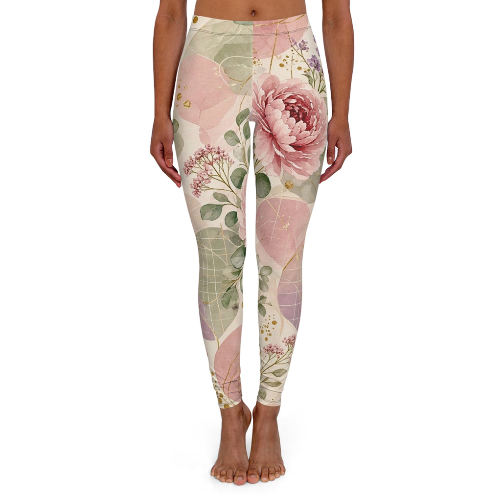 Floral Watercolor Leggings — Pink Peony All-Over Print