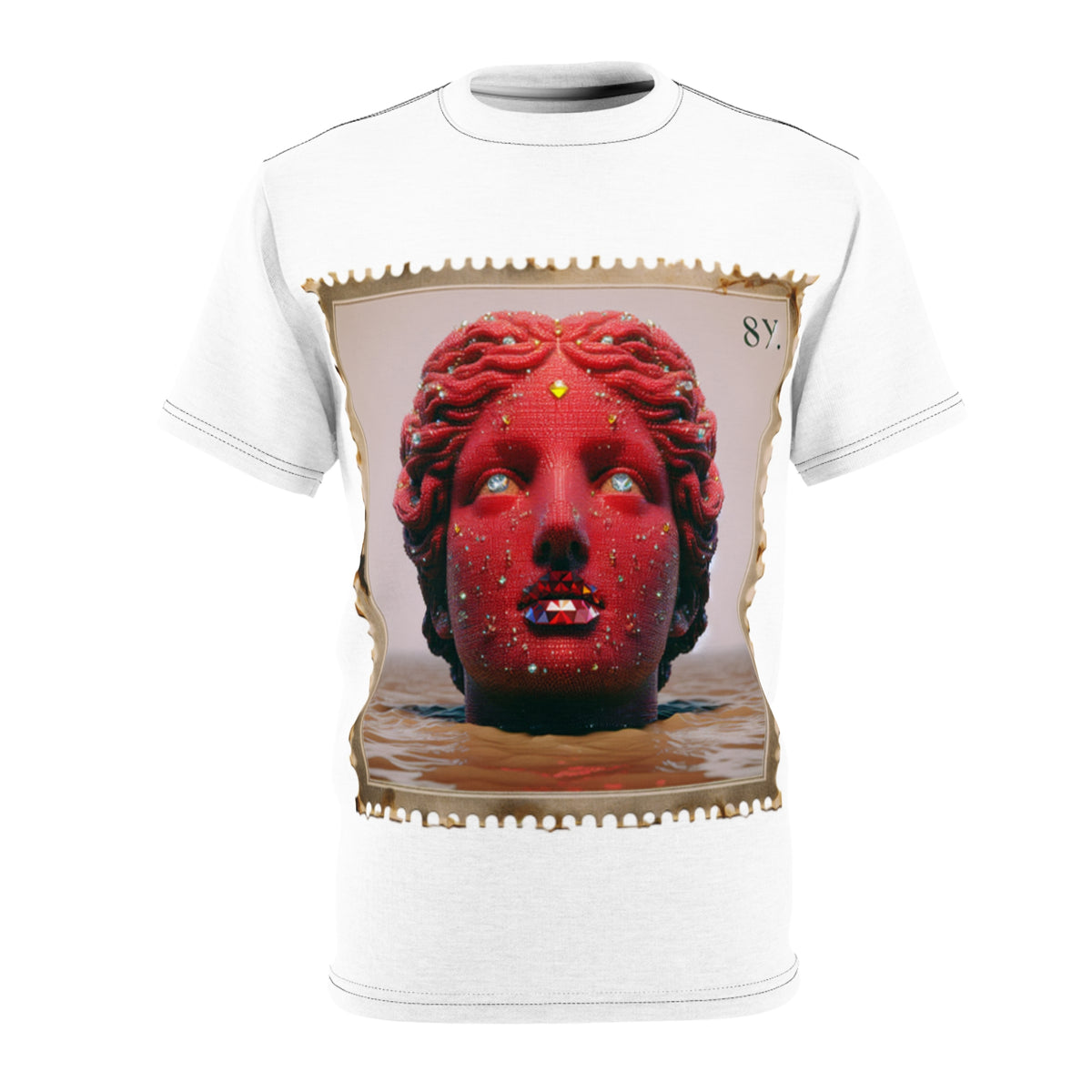Surreal Red Marble Statue Portrait T-Shirt