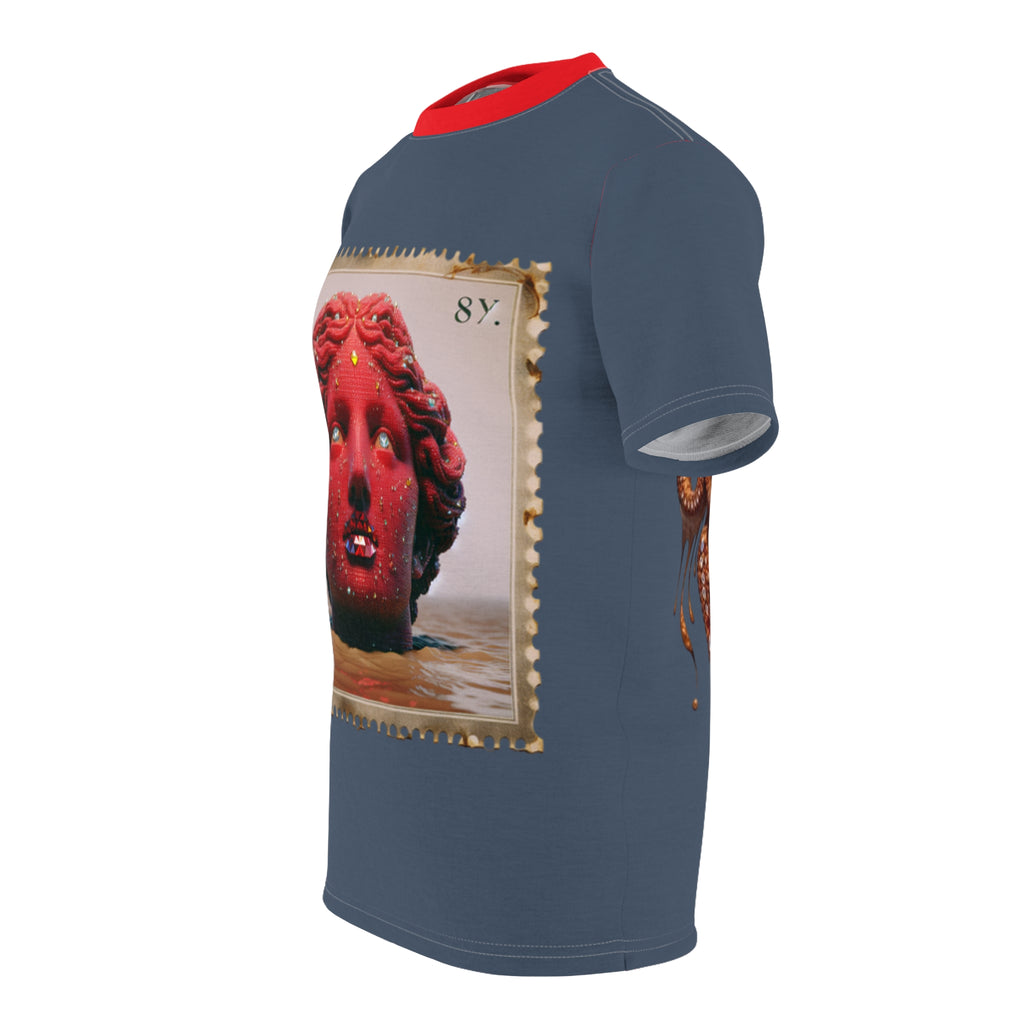 Surreal Red Bust Graphic “ Got It Out The Mud “Tee — Avant-Garde Art Shirt