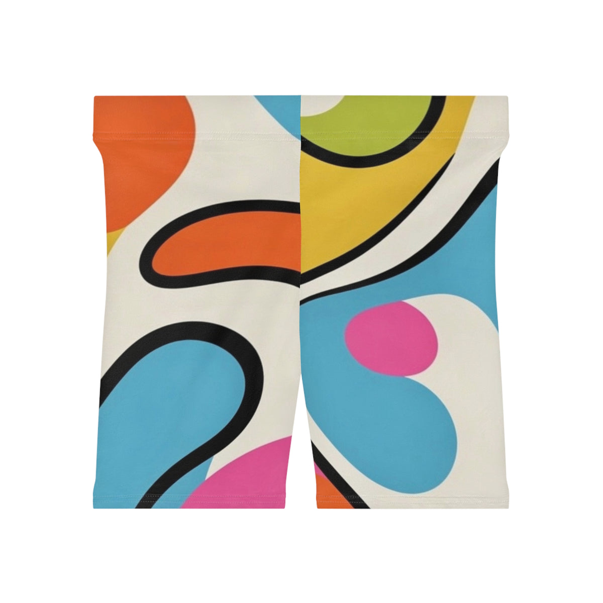 Abstract Retro Wave Biker Shorts — Colorful Psychedelic AOP