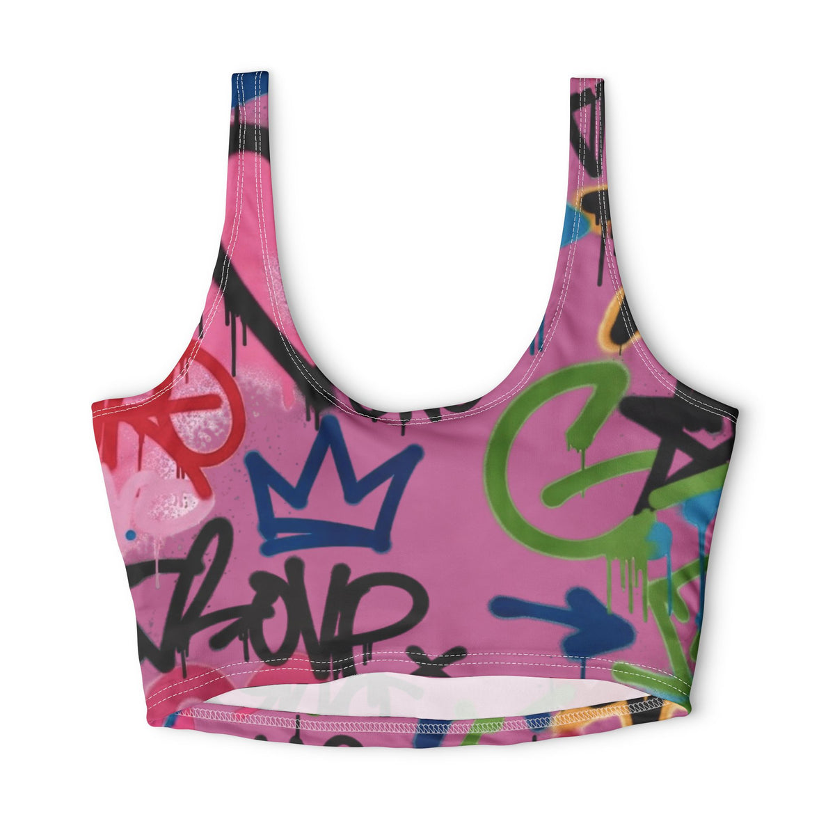 Graffiti Heart Sports Bra — Pink Street Art Athletic Crop Top