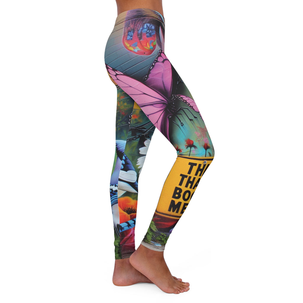 🚨” This That Booty Meat “⚠️Special Edition Caption ⚠️ Butterfly Garden Leggings — Colorful Floral & Wildlife All-Over Print