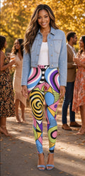 Modern Abstract Pop Art Leggings — Stylish Colorful Geometric All-Over Print