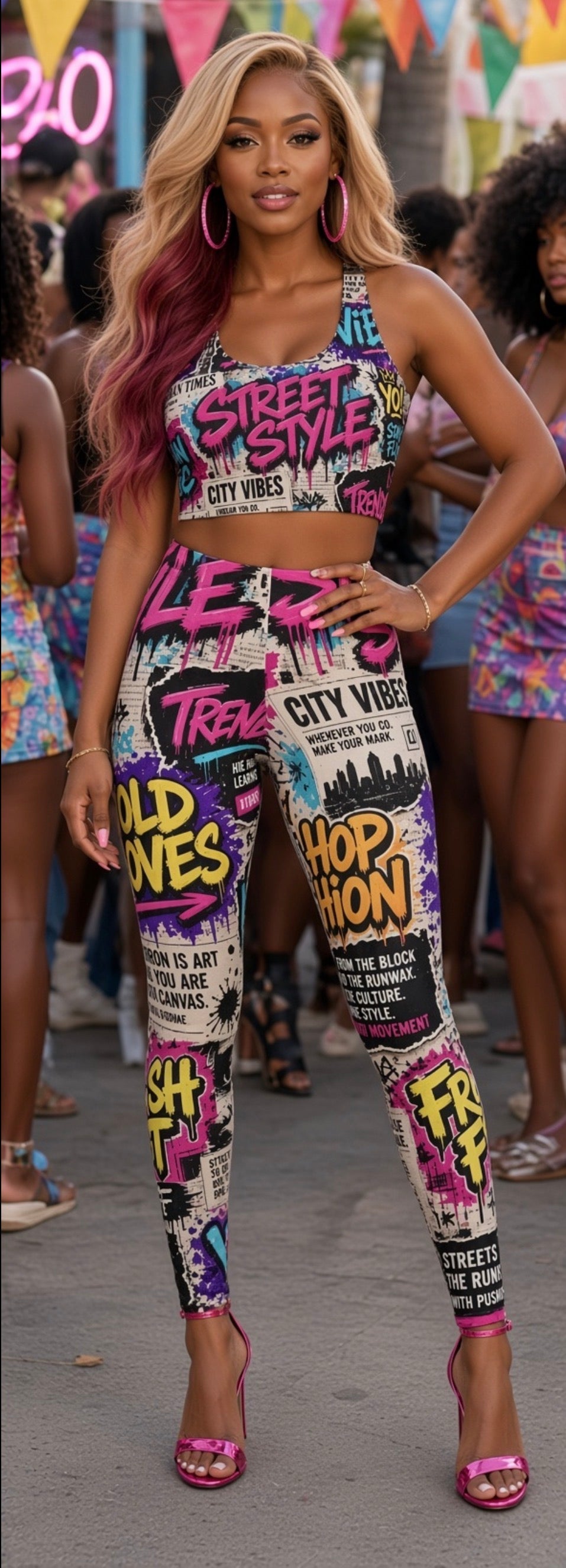 Graffiti City Vibes Sports Bra — Graffiti Hip-Hop Urban Vibes