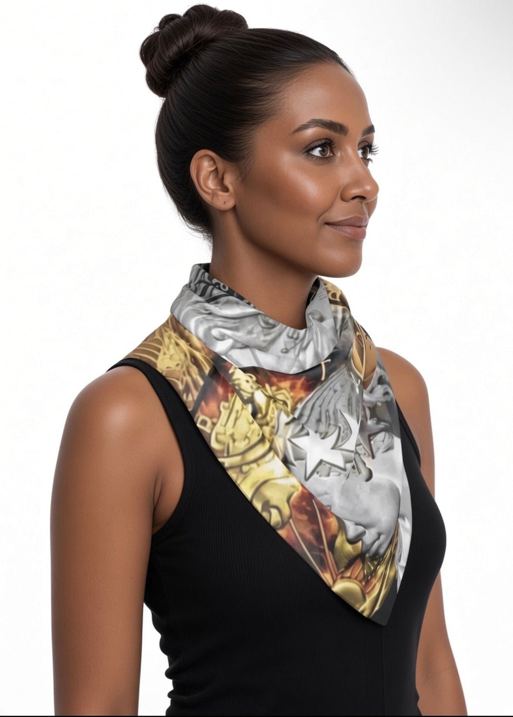 Money & Coin Currency Collage Poly Scarf — Vintage Liberty & Gold Coin Print